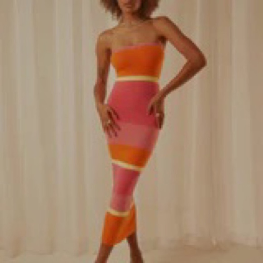 Peppermayo Back On Top Knit Midi Dress - Sherbet Stripe